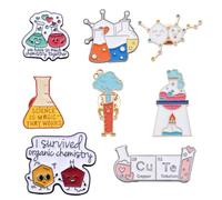 SUNNYCLUE 1 boîte 8 pièces Épingles Scientifiques en Émail Épingles Scientifiques Ensemble D' Broches de Laboratoire Broches Médicales pour Sacs à Dos Labo
