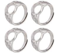SUNNYCLUE 1 boîte 8 pièces Paramètres de Bague de Protection Couleur Platine en Laiton Bague Réglable Ébauches de Bague de Base Composants D'Anneaux de Doigt Bagues de Coussinet pour Kits de Fabricati