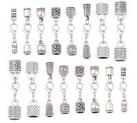 SUNNYCLUE 1 boîte 8 styles 32 embouts de Cordon avec Fermoir Mousqueton Embouts de Cordon en Cuir Métal Argent Antique Fil Kumihimo Maillons à Sertir pour la Création de Bijoux Bracelets et Autres Loi