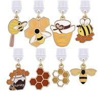 SUNNYCLUE 1 boîte 8 styles de Cache Poussière avec Pendentif Abeille Mignon pour Téléphone Liseuse Ordinateur Portable etc Motif Miel Émaillé et Nid D'Abeille Accessoires de Décoration pour Liseuse Té