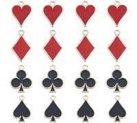 SUNNYCLUE 1 boîte 80 pièces Breloques de Poker Breloques de Carte de Poker Breloques de Carte As Breloques de Carte As Bonne Chance Costumes de Poker Breloque en Émail Coeur Losange Breloques pour la