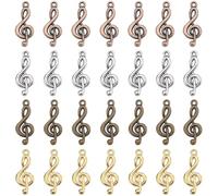 SUNNYCLUE 1 boîte 80 pièces Breloques Notes de Musique en Vrac Breloque Note de Musique Mini Style Tibétain Breloques en Bronze Argenté Symbole de Musique en Or Breloque pour la Fabrication de Bijoux