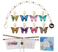 SUNNYCLUE 1 boîte 9 pièces Ensemble de Marqueurs de Point de Crochet Marqueurs de Point de Crochet Charmes Marqueurs de Tricot Papillon en Émail Numéro 0-9 chaînes de Compteur de Rangée de Tricot pour