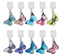 SUNNYCLUE 1 boîte de 10 bouchons Anti Poussière pour Téléphone Portable Mignons Bouchons de Port de Charge en Plastique Émaillé Coloré Papillon Protection pour Femmes et Hommes Téléphones Portables de