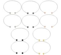 SUNNYCLUE 1 boîte de 10 bracelets Joncs à Billes de 5 couleurs Différentes Bracelets Vierges à Perles en Vrac Bracelet Manchette Ouvert en Acier Inoxydable Coloré Bracelet Ajustable avec Bille Amovibl