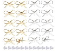 SUNNYCLUE 1 boîte de 10 Pairs D'Oreilles en Plaqué Or 18 carats Véritable et Plaqué Platine Véritable avec Boucle 20 clous D'Oreilles et 30 poussoirs D'Oreilles en Plastique pour la Fabrication