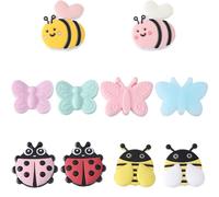 SUNNYCLUE 1 boîte de 10 pièces de Perles en Silicone en Forme D'Insecte, Perles en Caoutchouc, Dessin Animé Mignon, Abeille, Papillon, Coccinelles, Espaceur Ample, Double Face, Perle Focale en Vrac po