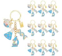 SUNNYCLUE 1 boîte de 10 Porte Clés de Chimie en Vrac Porte Clés de Laboratoire en Vrac en Alliage Bleu avec Inscription « Science » « Biologie » « ADN » « Microscope » « Flacon » Pendentif Porte Clés