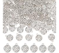 SUNNYCLUE 1 boîte de 100 breloques en Argent pour Arbre de Vie Breloques en Vrac en Métal Creux Rond Breloques en Forme D'Arbre Tibétain pour la Fabrication de Bijoux Breloques Bracelets Colliers Bouc