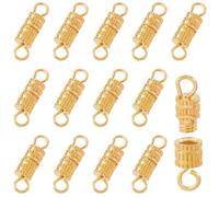 SUNNYCLUE 1 boîte de 100 fermoirs à Vis en Forme de Barillet Fermoirs à Bijoux en Alliage Doré Petite Colonne Attache D'Extrémité de Cordon Double Boucle Connecteurs de Type Vis pour la Fabrication de