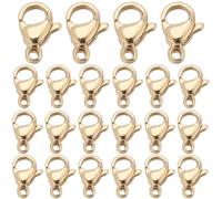 SUNNYCLUE 1 boîte de 100 fermoirs Mousquetons en Acier Inoxydable Plaqué Or 24 carats pour Bijoux en Vrac, Fermoir à Mousqueton, Mini Bracelets, Connecteurs, Fermetures à Clips, Fermoirs à Pince de Ho