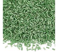 SUNNYCLUE 1 boîte de 100 g de Perles de Clairon en Verre Vert en Vrac, Petits Tubes Ronds et Longs Opaques, Perles D'Espacement en Vrac pour Loisirs Créatifs, Bracelets, Colliers, Boucles d'oreilles,