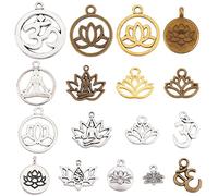 SUNNYCLUE 1 boîte de 100 pendentifs en alliage de style tibétain en forme de fleur de lotus pour la fabrication de bijoux, boucles d'oreilles, colliers, bracelets et accessoires, Métal