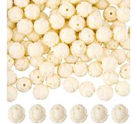 SUNNYCLUE 1 boîte de 100 Perles en Corail en Forme de Fleur de Lotus 10mm Couleur Beige Sculptées en Coquillage Synthétique pour la Création de Bijoux et Autres Loisirs Créatifs (Colliers Bracelets e