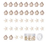 SUNNYCLUE 1 boîte de 100 perles turquoises de 2 styles - Tortue et étoile de mer - Pierres porte-bonheur - Pour la fabrication de bijoux, colliers, bracelets, boucles d'oreilles, débutants, loisirs
