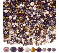SUNNYCLUE 1 boîte de 1000 pièces de Perles à Facettes Marron en Verre Rondelles en Vrac Assortiment de Perles en Cristal Briolette de Couleur AB Kit de Mini Perles D'Espacement en Vrac pour la Fabrica