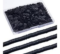 SUNNYCLUE 1 boîte de 1000 pièces + Perles D'Argile Noires de 8 mm, Perles D'Argile en Vrac, Perles D'Argile Heishi, Recharge de Perles D'Argile Polymère, Perles D'Espacement en Vrac pour la Fabricatio