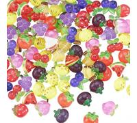 SUNNYCLUE 1 boîte de 110 breloques à Ongles en Résine de Fruits de 11 styles Mini Breloques Mignonnes de Dessin Animé Assorties Cerise Raisin Pêche Banane Pastèque Citron Fournitures de Bijoux pour On