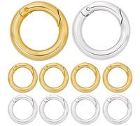 SUNNYCLUE 1 boîte de 12 Anneaux à Ressort Plaqués Or 18K Véritable Fermoirs à Ressort Ronds de 20mm en Métal Argenté Mousquetons Connecteurs pour Sacs Porte Clés Bracelets et Loisirs Créatifs