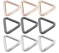 SUNNYCLUE 1 boîte de 12 anneaux de Fermoir à Ressort Porte à Ressort Triangulaires en Alliage Fermoirs en Vrac Or Argent Noir Mousqueton Boucle Porte Clés pour la Fabrication de Bijoux Porte Clés Sac