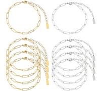 SUNNYCLUE 1 boîte de 12 chaînes de Bracelet en Acier Inoxydable avec Trombones Maillons Réglables en Métal Doré et Argenté Rallonges de Trombones Solides pour la Fabrication de Bijoux et Le Bricolage