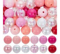 SUNNYCLUE 1 boîte de 12 couleurs 72 pièces 16mm Perles Acryliques Roses Grosses Perles Hautes Boules de Gum Transparentes Perles Rondes en Plastique Opaque Rouge pour la Fabrication de Bijoux Artisana