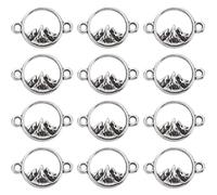 SUNNYCLUE 1 boîte de 120 breloques de Montagne en Vrac avec Connecteur Rond Style Vintage en Argent pour la Fabrication de Bijoux, Fournitures de Breloques, Colliers, Bracelets, Boucles D'Oreilles, Po