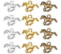 SUNNYCLUE 1 boîte de 120 breloques en Forme de Cheval en Or en Vrac Breloques en Bronze Antique Alliage Tibétain Métal Argenté Animaux Occidentaux Cow Boys Breloques pour la Fabrication de Bijoux Brel