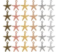 SUNNYCLUE 1 boîte de 120 breloques Étoiles de Mer Dorées de 6 couleurs en Vrac en Alliage D'Argent Antique Tibétain Vie Estivale Hawaï Océan Plage Pendentifs Étoiles de Mer pour la Fabrication de Bijo