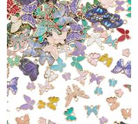 SUNNYCLUE 1 boîte de 120 breloques Papillon Colorées de 8 styles Breloques Papillon en Émail en Vrac Breloques Mignonnes en Forme D'Insectes pour la Fabrication de Bijoux Breloques pour Bricolage Coll