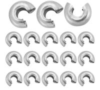 SUNNYCLUE 1 boîte de 120 cache-Perles à Sertir Argentées de 5 mm, Demi-Rondes Ouvertes, Cache-Nœuds, Petits Embouts, Cache-Perles D'Espacement en Acier Inoxydable pour la Fabrication de Bijoux, Assort