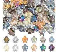 SUNNYCLUE 1 boîte de 120 perles en forme de tortue de mer, 12 couleurs, perles d'espacement en verre pour bracelets, boucles d'oreilles, colliers, fabrication de bijoux, loisirs créatifs
