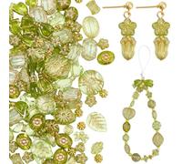 SUNNYCLUE 1 boîte de 120 perles Tchèques en Forme de Fleur 6 styles Différents en Plastique Imitation Acrylique Vert Printemps Vintage Bohème Idéales pour la Création de Bijoux (Bracelets Colliers Loi