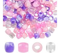 SUNNYCLUE 1 boîte de 120 Perles Tressées Colorées pour Cheveux Loc avec Trou de 5mm Tube en Plastique Perles D'Imitation Européennes Espaces Libres pour Accessoires de Dreadlocks Bricolage Pinces à C