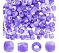 SUNNYCLUE 1 boîte de 120 Perles Violettes pour Cheveux Trou de 5mm Imitation Plastique Décoration de Dreadlocks Européens Espaceurs Amples pour la Fabrication de Bijoux Accessoires de Tresses Décorat