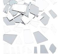 SUNNYCLUE 1 boîte de 144 pièces 8 styles de Perles en Tissu Miroir en Vrac Pièces de Miroir à Coudre en Acrylique Argenté de Formes Mixtes Strass Miroir avec Trous Petites Perles Miroir pour Travaux M