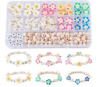 SUNNYCLUE 1 boîte de 148 pièces DIY 6 Ensembles Kit de Fabrication de Bracelets D'Été Perles de Tortue Turquoise Seestern Ocean Beach Hawaii Plumeria Fleur Perles Rondes pour la Fabrication de Bijoux