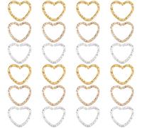 SUNNYCLUE 1 boîte de 150 anneaux de Jonction Ouverts Torsadés de 3 couleurs Connecteur D'Anneau en Forme de Cœur en Vrac en Métal Doré et Argenté en Forme de Cœur Grands Anneaux de Liaison pour la Fab