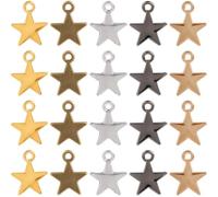 SUNNYCLUE 1 boîte de 150 mini Breloques Étoiles en Métal 5 couleurs Alliage de Style Tibétain Antique Argent Or Noir Pendentif Céleste pour la Fabrication de Bijoux Colliers Bracelets Boucles D'Oreill