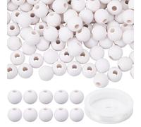 SUNNYCLUE 1 boîte de 150 perles de Balle de Golf en Acrylique Blanches de 11mm à Gros Trou Entretoises Rondes de Sport en Vrac avec Cordon en Cristal de 10 m pour la Fabrication de Bijoux Bracelets Co