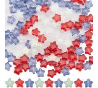 SUNNYCLUE 1 boîte de 150 perles de Verre pour le Jour de L'Indépendance du 4 juillet, Perles de Verre Patriotiques, Drapeau Américain, Perles en Verre, Étoiles Rouges, Blanches, Bleues, pour la Fabric