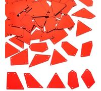 SUNNYCLUE 1 boîte de 150 pièces 5 styles de Pièces de Miroir de Couture en Vrac, Perles de Miroir Rouges en Acrylique de Formes Mixtes, Pierre de Strass Irrégulière, Pièce de Tissu avec Trou de Perles