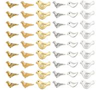 SUNNYCLUE 1 boîte de 150 pièces de 6 styles de Perles en Forme D'Oiseau Petites Perles en Métal en Vrac Or Antique Argent Alliage Tibétain Entretoises en Vrac pour la Fabrication de Bijoux Fournitures