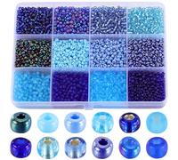 SUNNYCLUE 1 boîte de 156 g de Perles Rocaille en Verre 3 mm 8/0 Perles Rocaille Rondes Bleues Mini D'Espacement en Verre Petites pour la Fabrication Bijoux Boucl