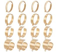 SUNNYCLUE 1 boîte de 16 bagues en Acier Inoxydable Plates et Réglables en Or Anneaux Ouverts et Réglables en Vrac Dorés de Style Français Bagues à Breloques Adaptées à la Fabrication de Bijoux Fournit