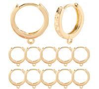 SUNNYCLUE 1 boîte de 16 Boucles d'oreilles Créoles Plaquées Or 18 carats Véritables en Laiton Massif à Texture Ronde avec Crochets Français et Boucles pour la Fabrication de Bijoux