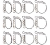 SUNNYCLUE 1 boîte de 16 crochets de Boucles D'Oreilles à Levier en Argent Crochet de Boucle D'Oreille en Acier Inoxydable Boucles Horizontales en Métal en Vrac Accessoires de Fil D'Oreille Pendants av