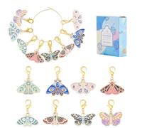 SUNNYCLUE 1 boîte de 16 marqueurs de Mailles de 8 styles Marqueurs de Crochet Mignons Papillons Insectes Colorés avec Fermoir à Levier Crochets pour Bricolage Fabrication de Bijoux Tissage Couture Por
