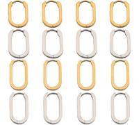 SUNNYCLUE 1 boîte de 16 pièces 8 Paires de Boucles d'oreilles Créoles à Levier avec Crochets de Boucles d'oreilles Français Dorés et Argentés Rectangulaires en Acier Inoxydable pour Petits Cartilages