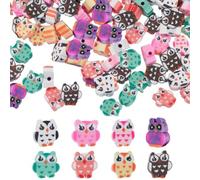 SUNNYCLUE 1 boîte de 180 pièces de 9 couleurs de Perles de Hibou en Argile Polymère en Vrac Douces et Colorées Animaux de Dessin Animé Hiboux Perles D'Espacement en Forme de Breloques pour la Fabrica